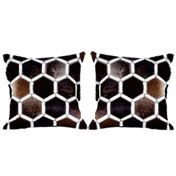 Hilason Cowhide Leather Hair-On Patchwork Cushion Pillow Cover
